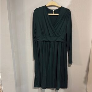 Green Long Sleeve Wrap Sundress